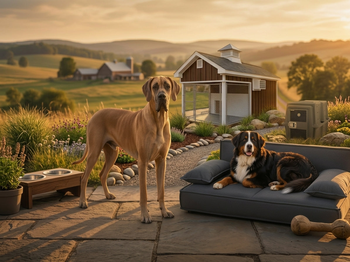 Giant Breed Doghouses, XL Kennel Designs, and Accessories
