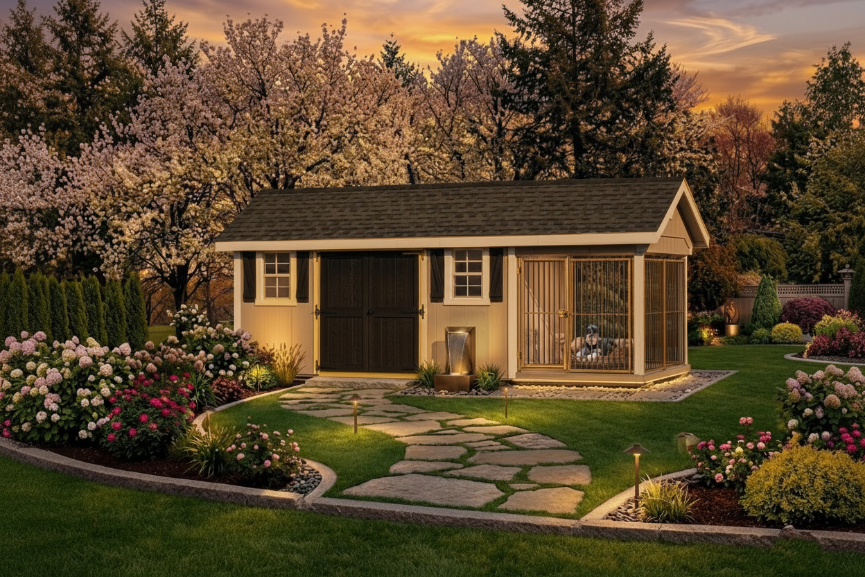 Executive Estate Insulated Doghouse with Kennel Combo