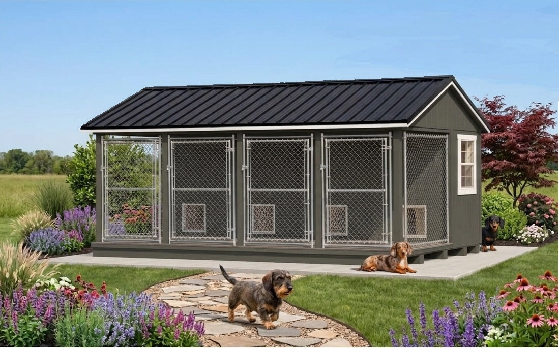 4 Run Premium Residential Grade Outdoor Kennel - 10' x 16'