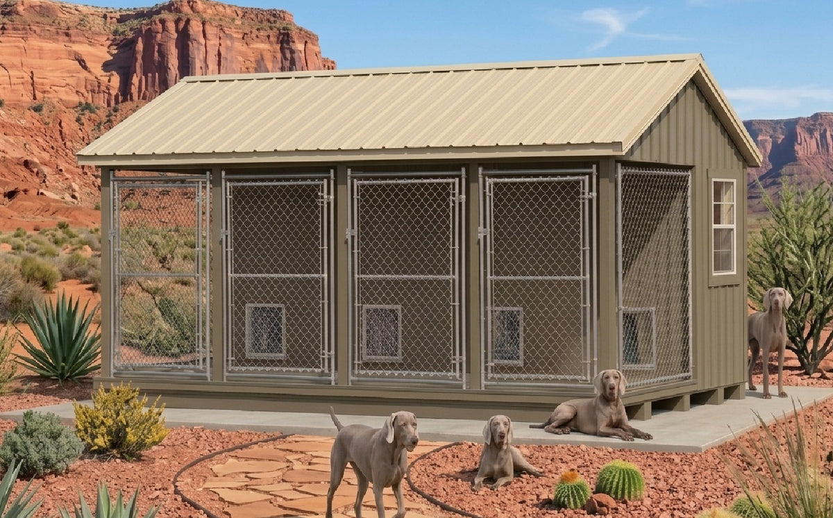 4 Run Premium Residential Grade Outdoor Kennel - 10' x 16'