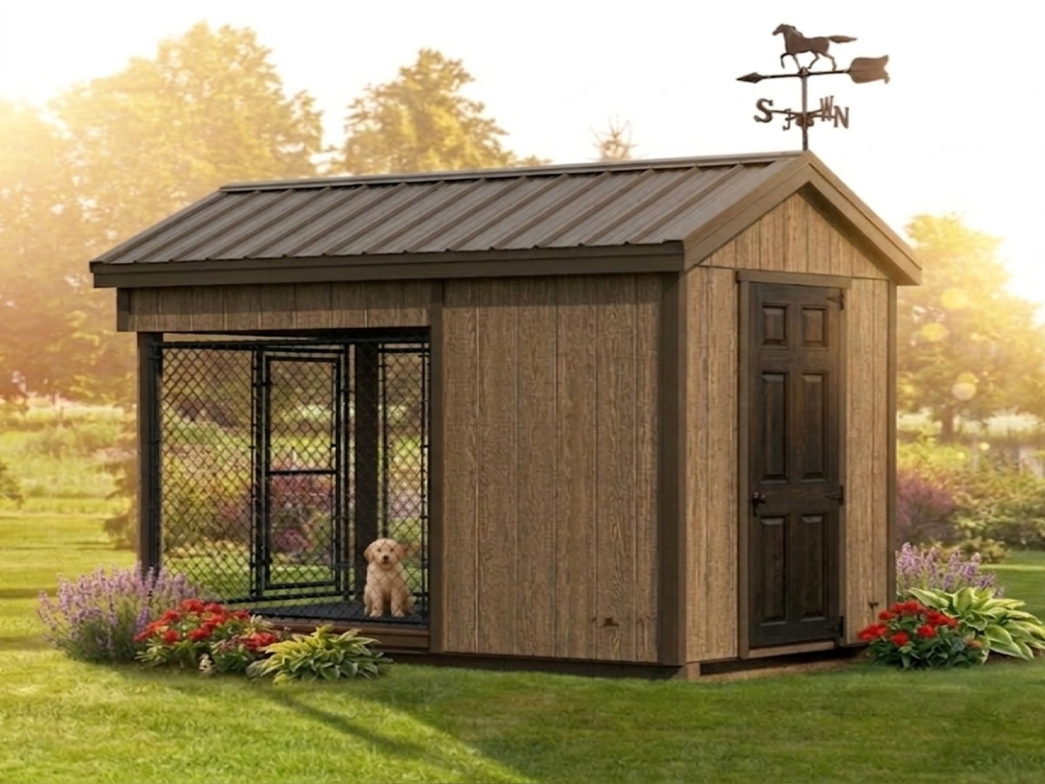 Luxury Insulated Outdoor Dog Kennel — Executive Estate 6' x 10'