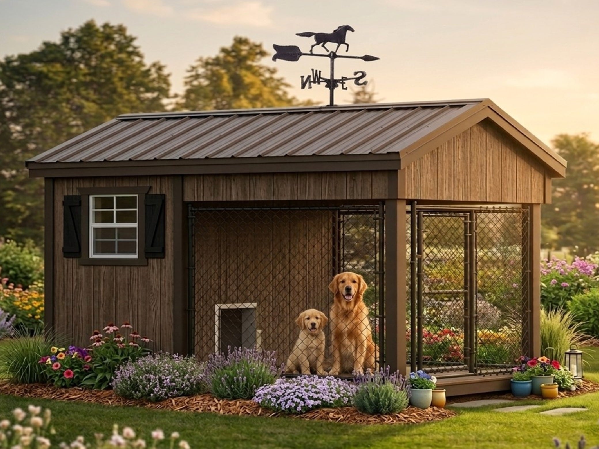 Luxury Insulated Outdoor Dog Kennel — Executive Estate 6' x 10'