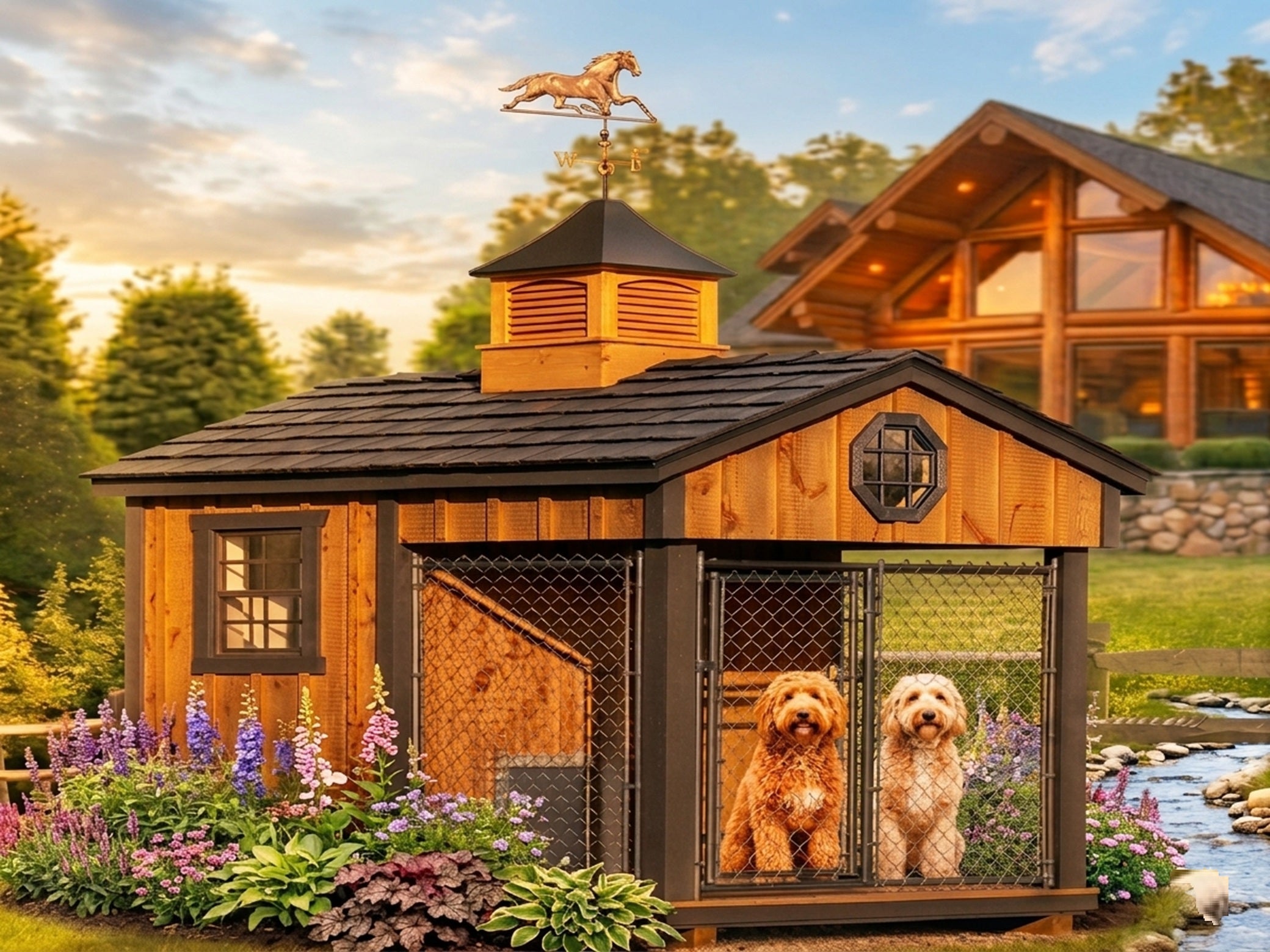 Luxury Insulated Outdoor Dog Kennel — Executive Estate 6' x 8'