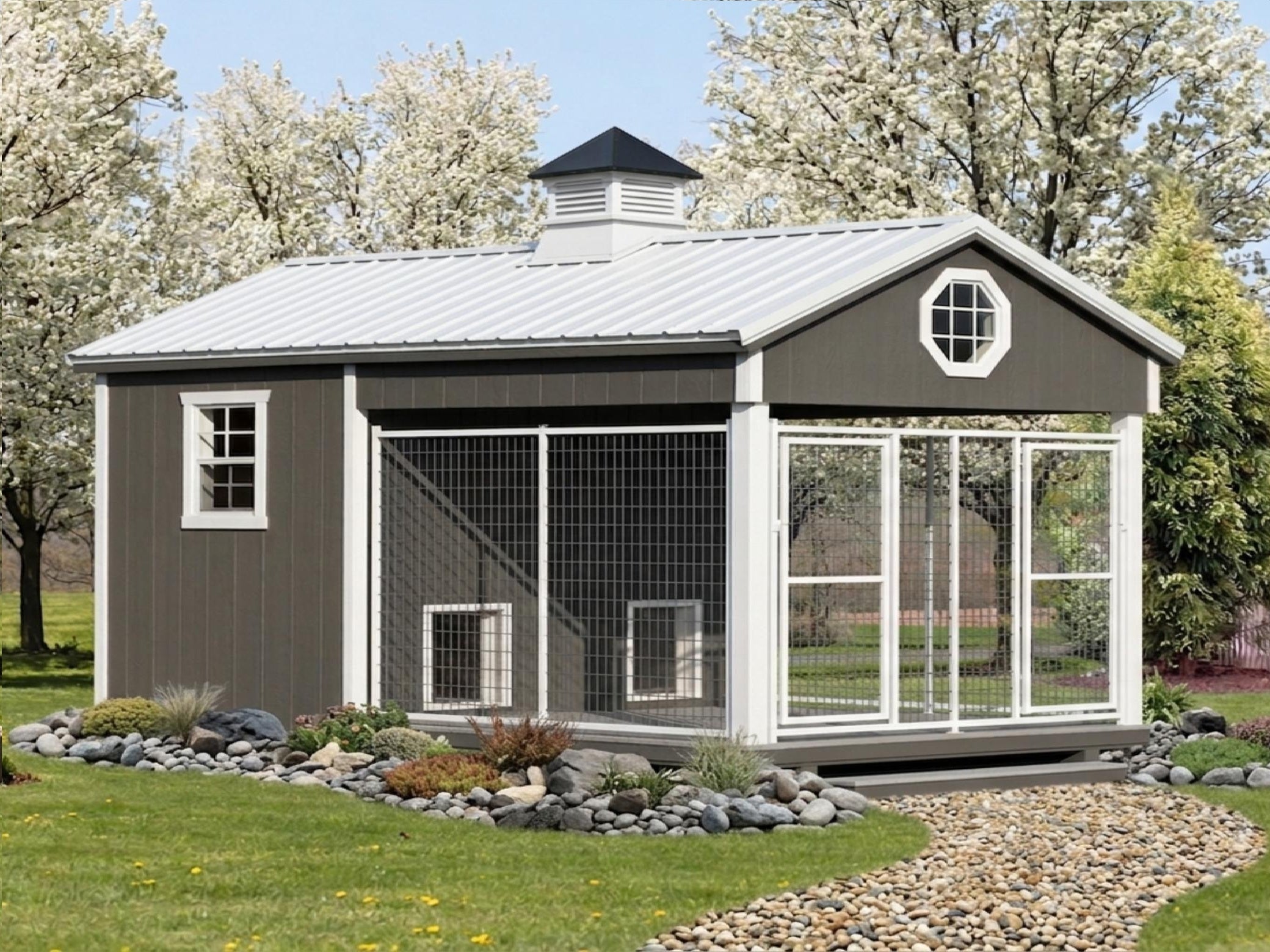 Luxury Insulated Outdoor Dog Kennel — Executive Estate 8' x 12'