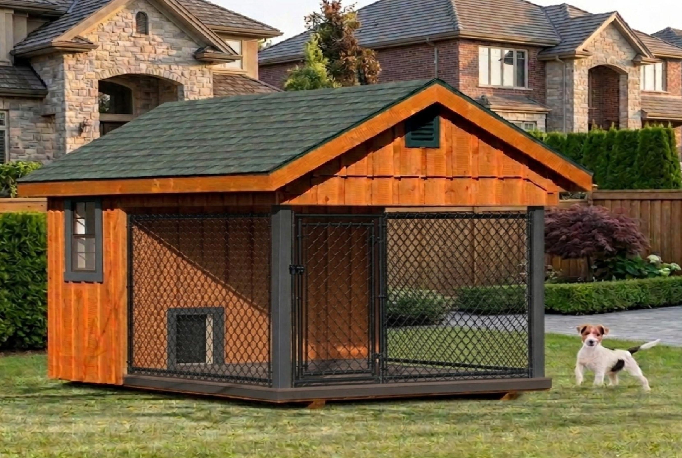 Luxury Insulated Outdoor Dog Kennel — Executive Estate 8' x 12'