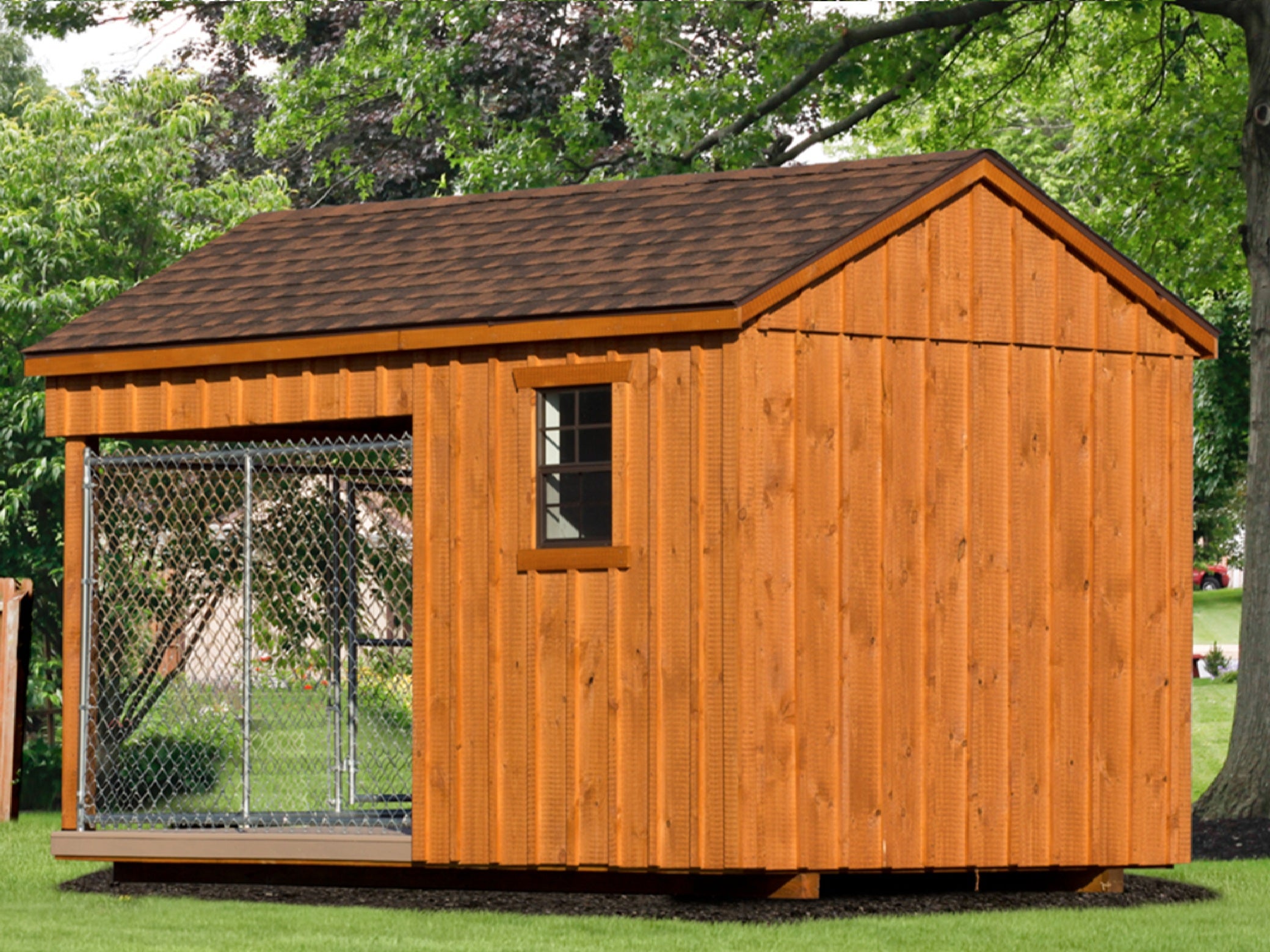 Luxury Insulated Outdoor Dog Kennel — Executive Estate 8' x 14' - Single Run
