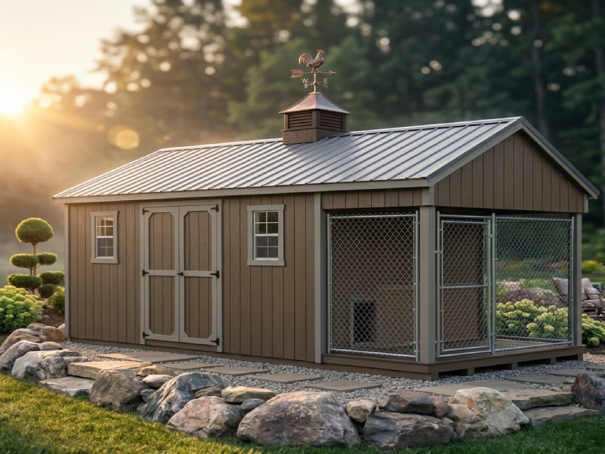 Executive Luxury Insulated Dog House and Kennel With Storage Room 8' x 18'