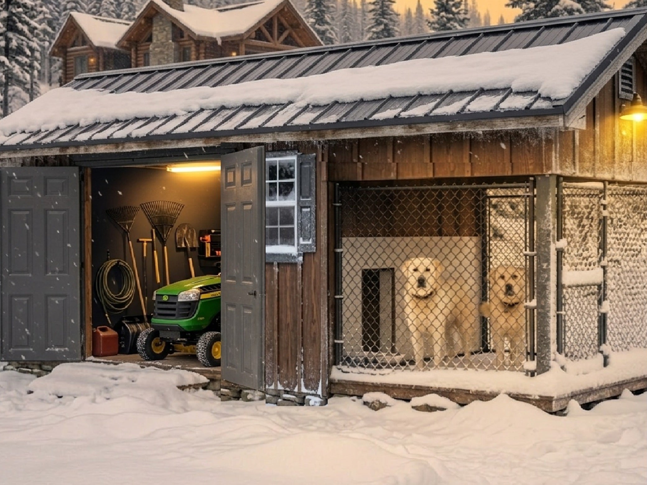 Executive Luxury Insulated Dog House and Kennel With Storage Room 8' x 18'