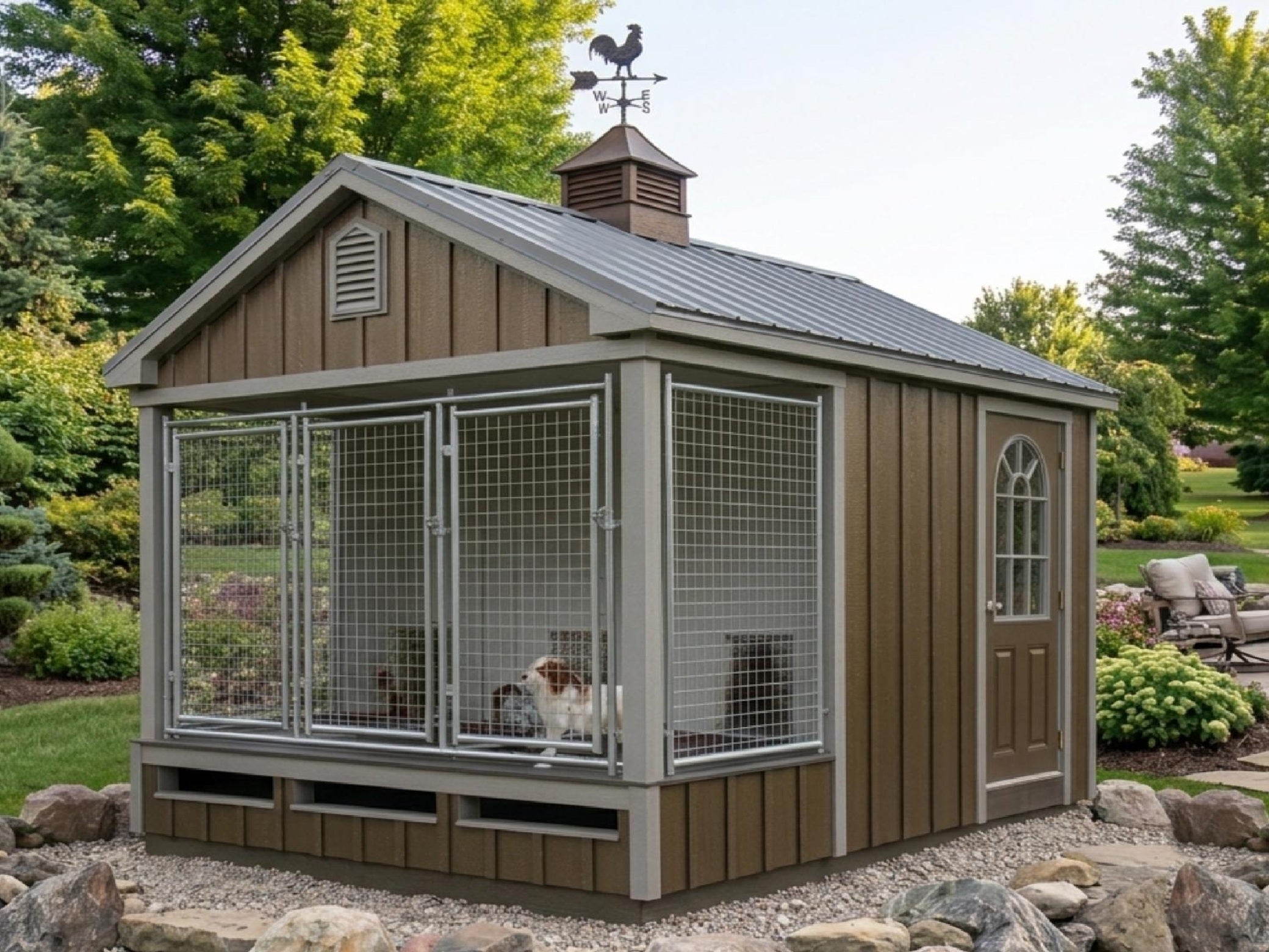 Luxury Insulated Outdoor Whelping Kennel for Professional Breeders— Executive Estate 9' x 12'