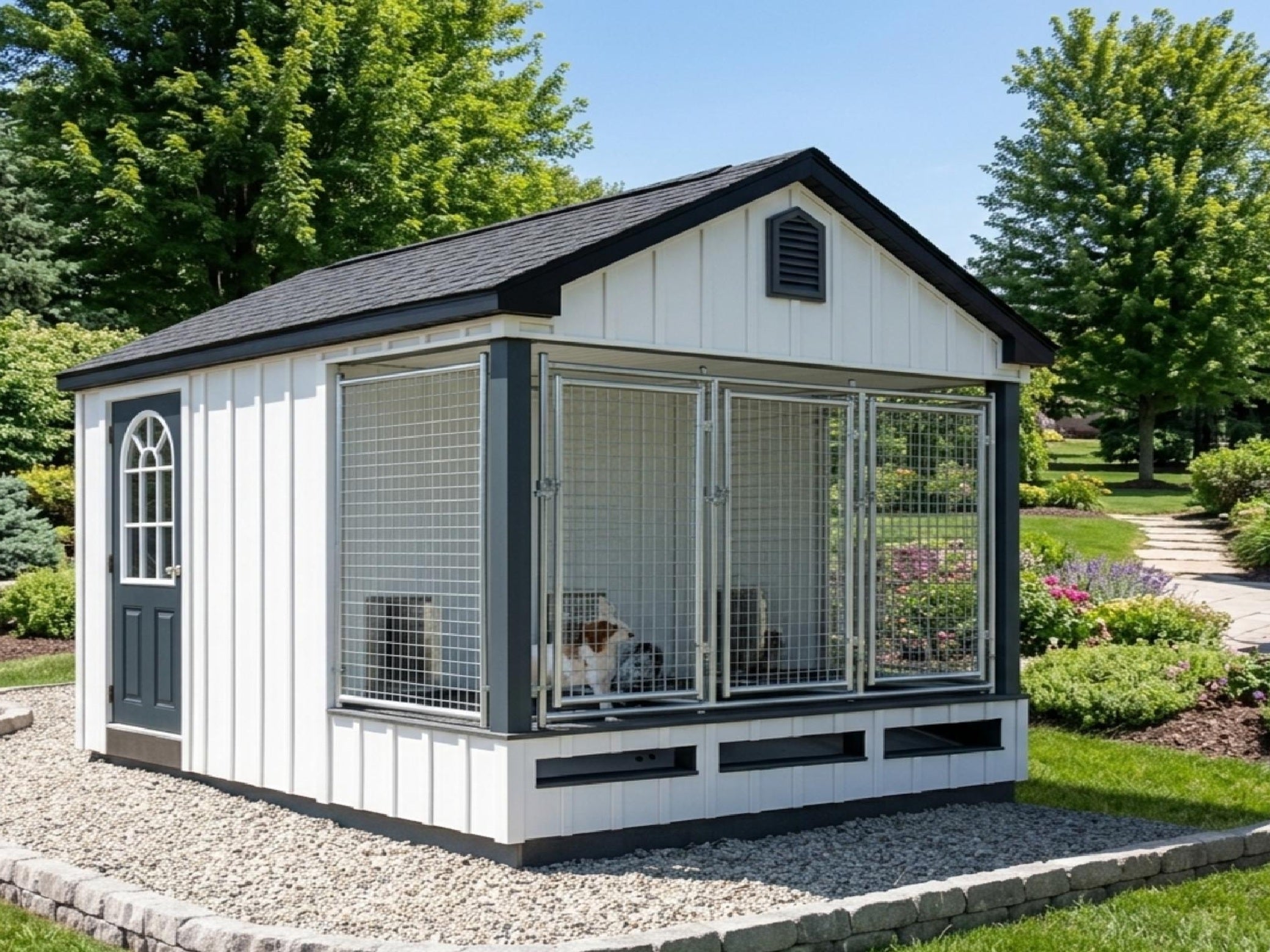 Luxury Insulated Outdoor Whelping Kennel for Professional Breeders— Executive Estate 9' x 12'