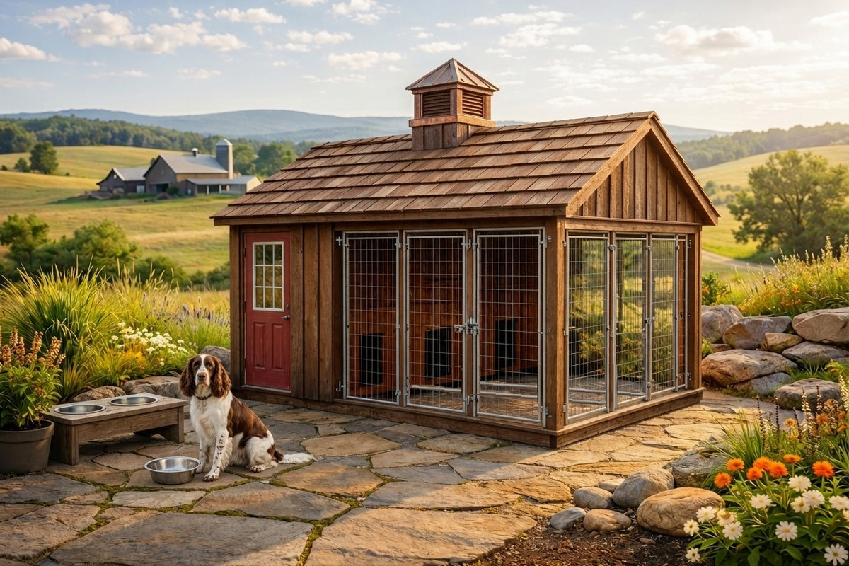 Executive Estate Luxury Insulated Indoor Outdoor 3 Run Kennel — 9' x 12'