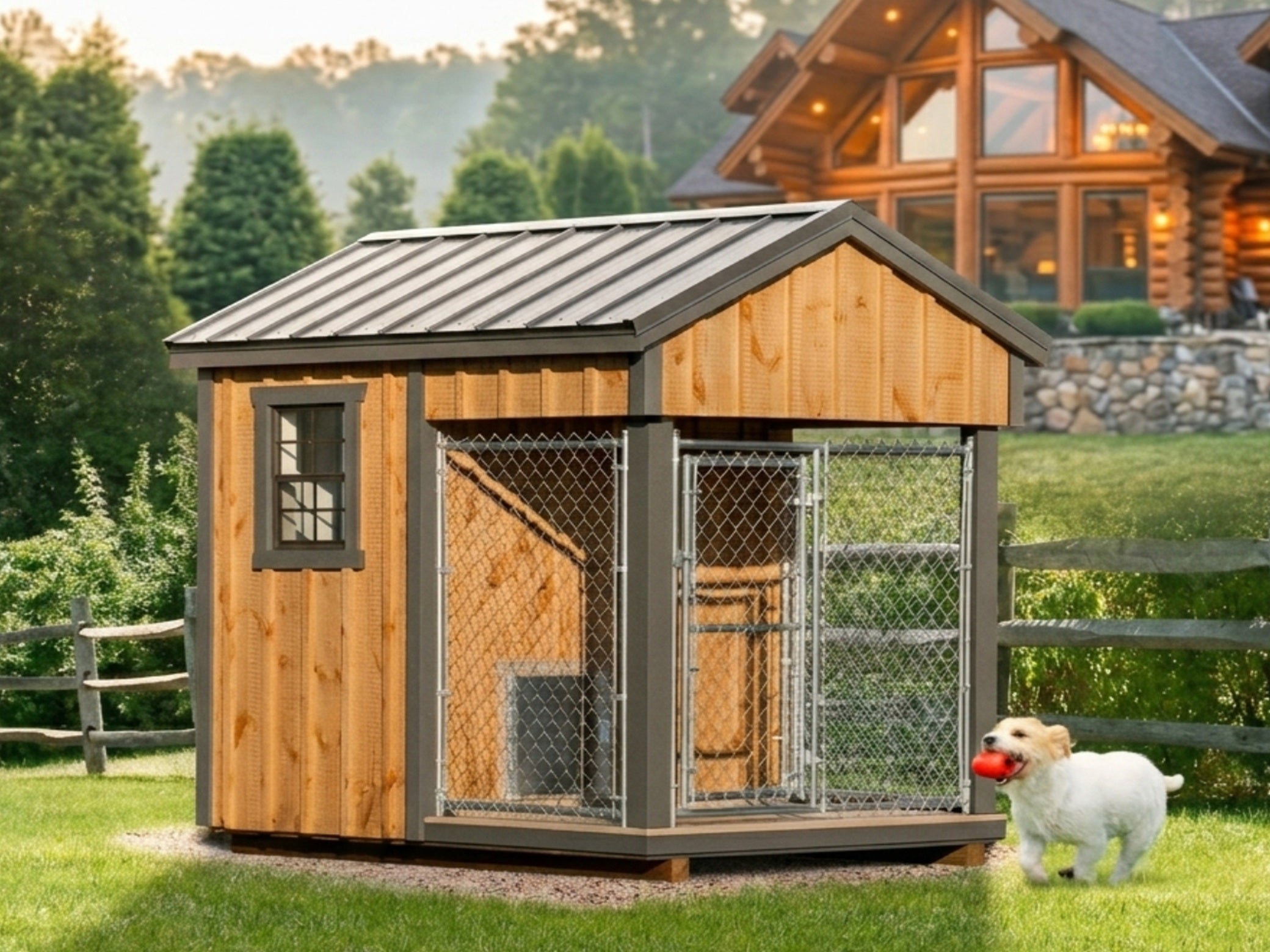 Luxury Insulated Outdoor Dog Kennel — Executive Estate 6' x 8'
