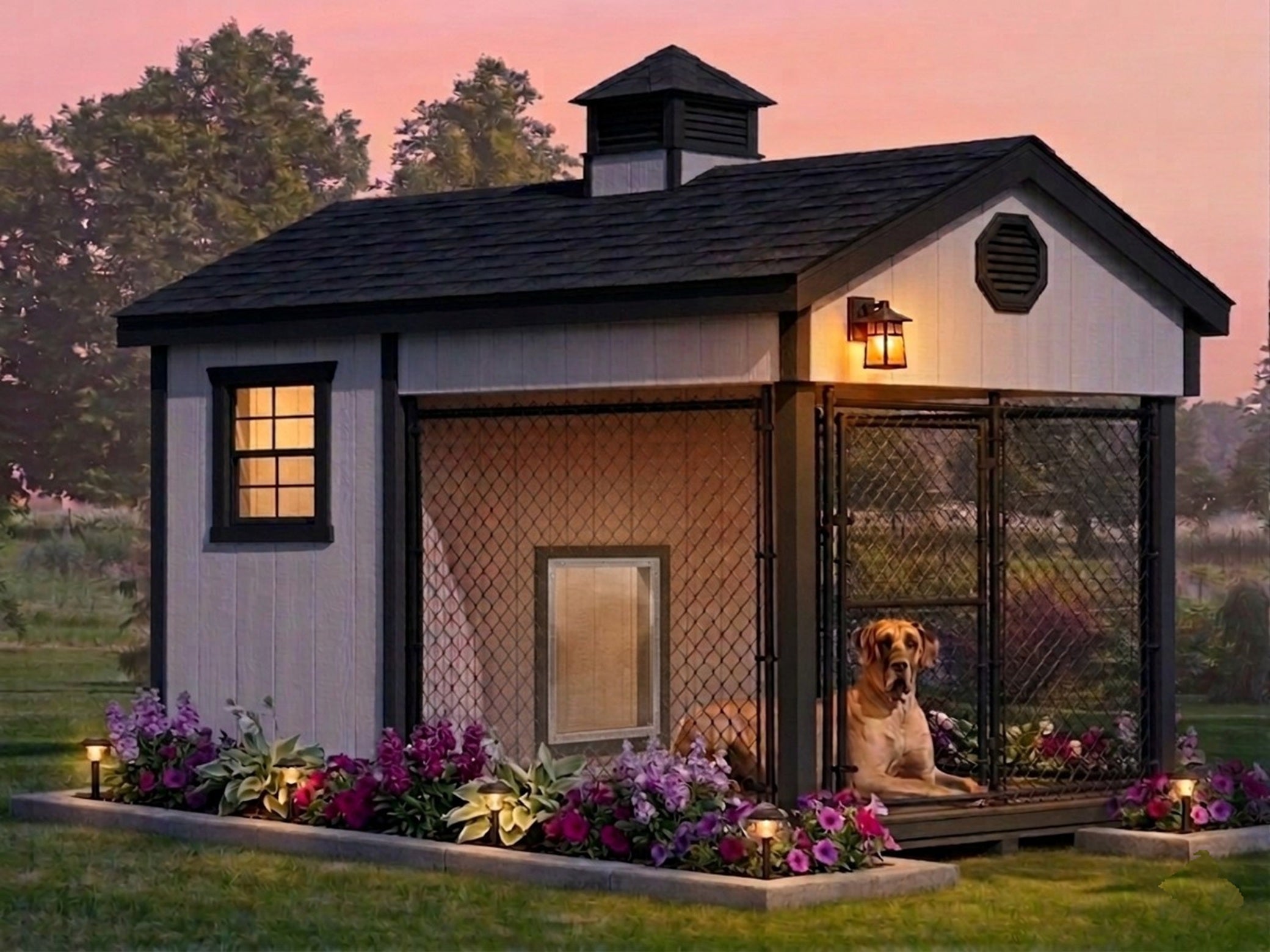 Luxury Insulated Outdoor Dog Kennel — Executive Estate 8' x 10'
