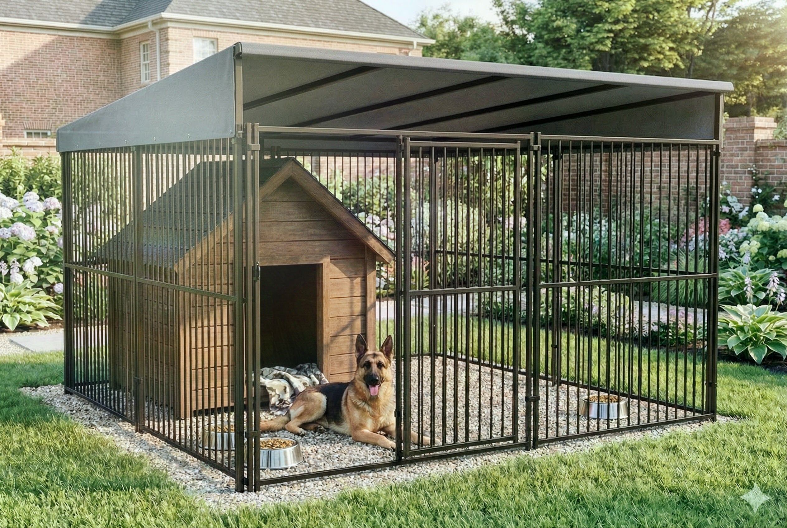 IronHaven Canopy-Covered Modular Pet Kennel