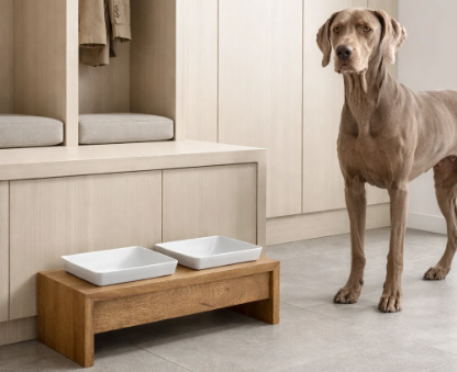 Luxury Wood Artisan Elevated Feeder Bowl