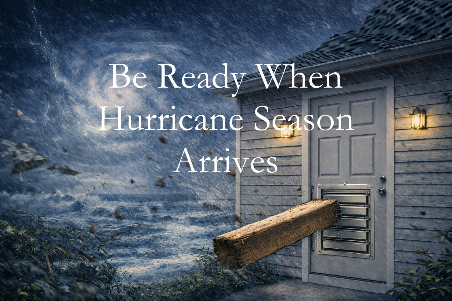 Hurcan Dog Door - Be Ready When Hurricane Season Arrives - Shows door in storm