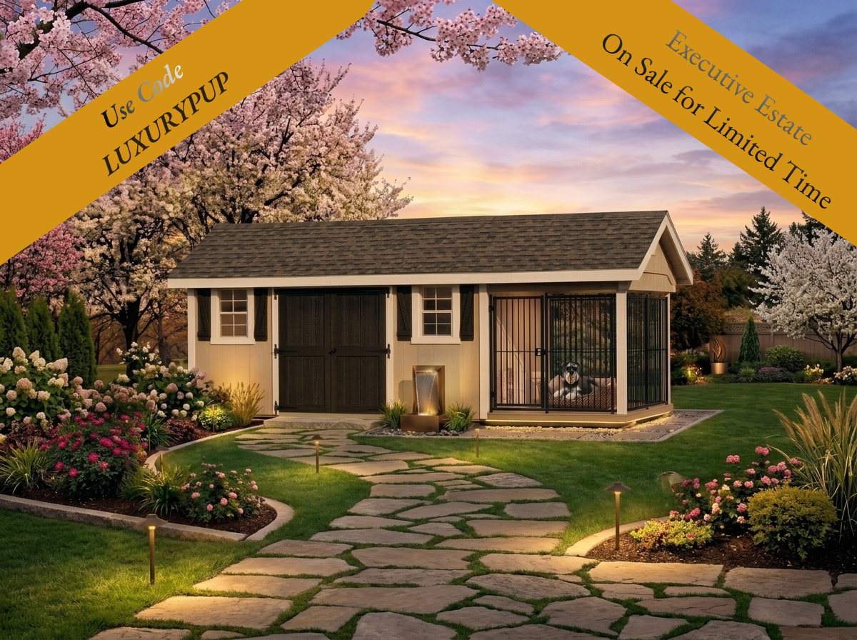 Executive Estate Insulated Doghouse with Kennel Combo