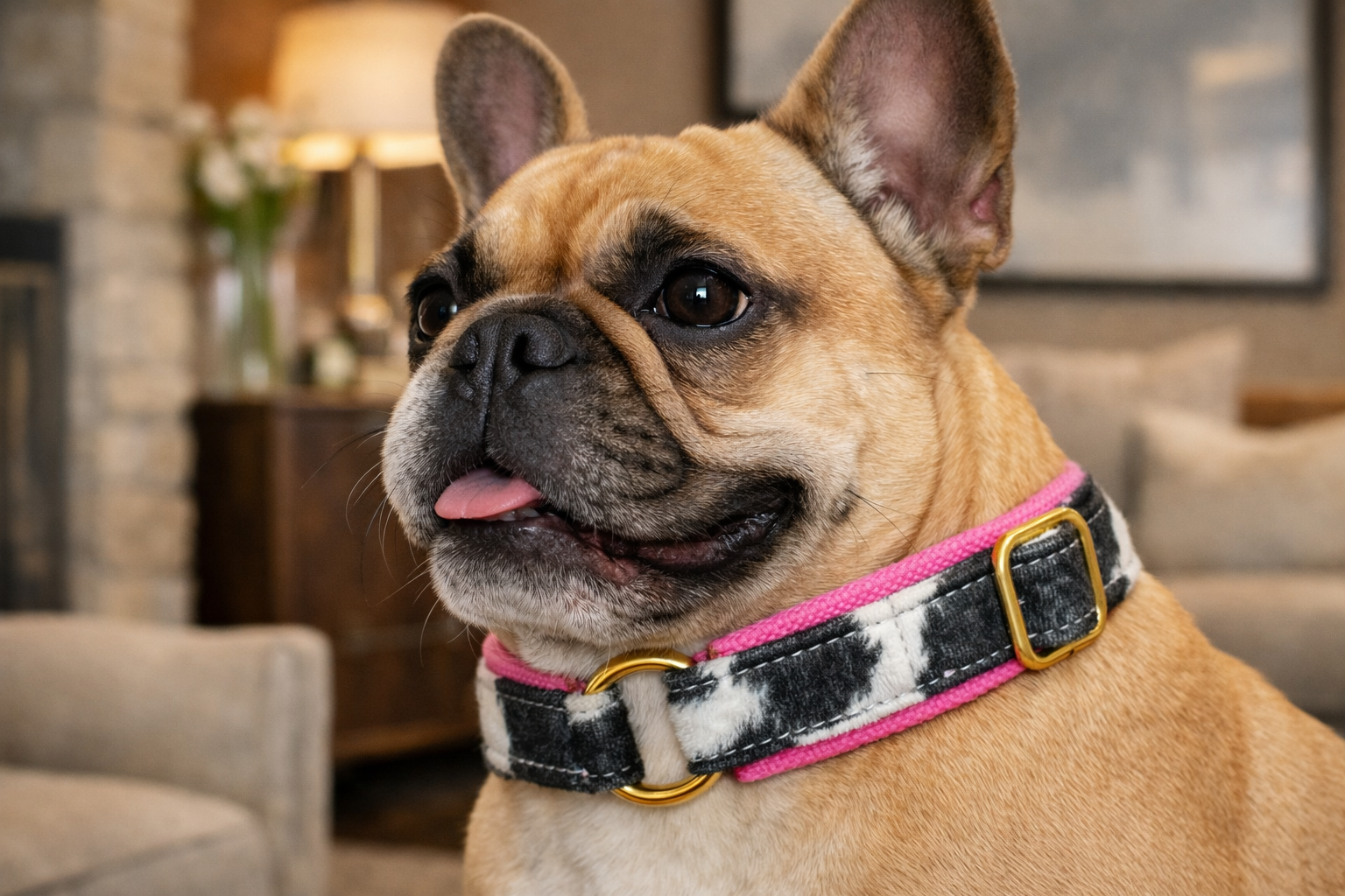 Frenchie with slip wrangler collar