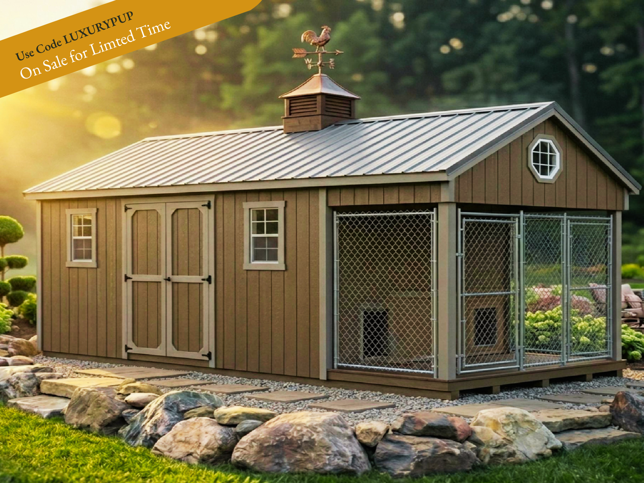 Insulated Backyard Shed with Dog Run in the Winter