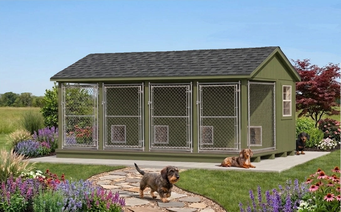 4 Run Premium Residential Grade Outdoor Kennel - 10' x 16'