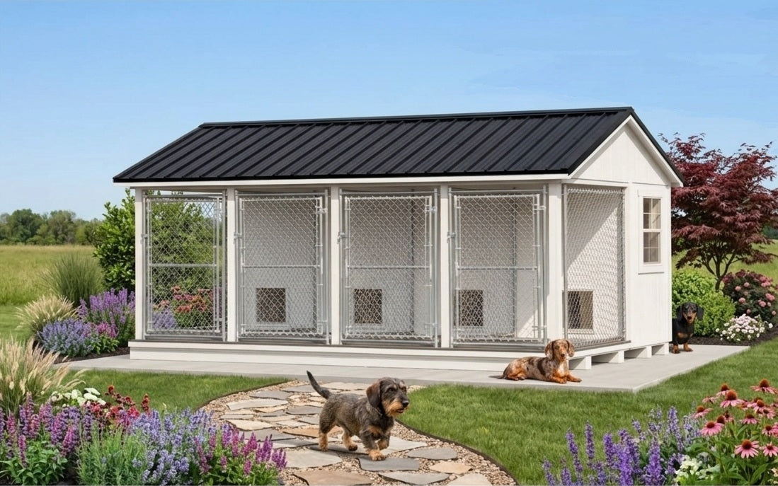 4 Run Premium Residential Grade Outdoor Kennel - 10' x 16'