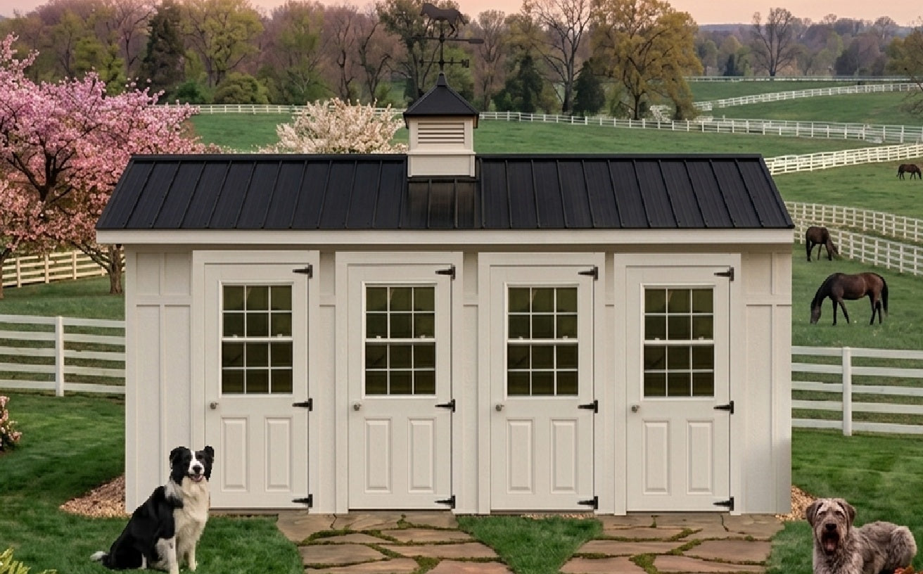 4 Run Premium Residential Grade Outdoor Kennel - 10' x 16'