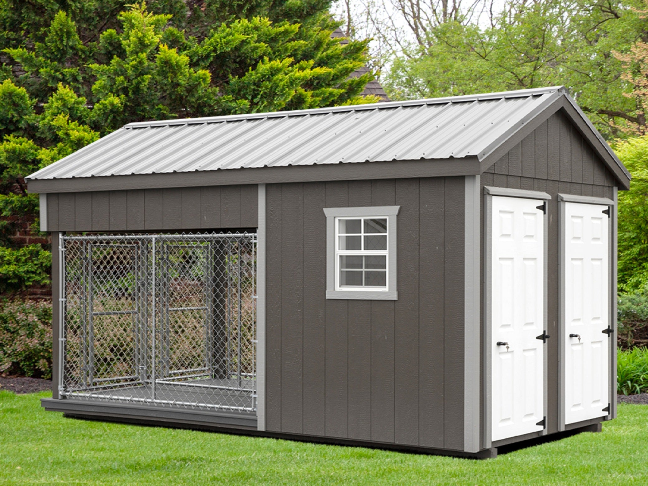 Executive Luxury Insulated Double Dog Kennel and Dual Indoor Suites 8' x 14'