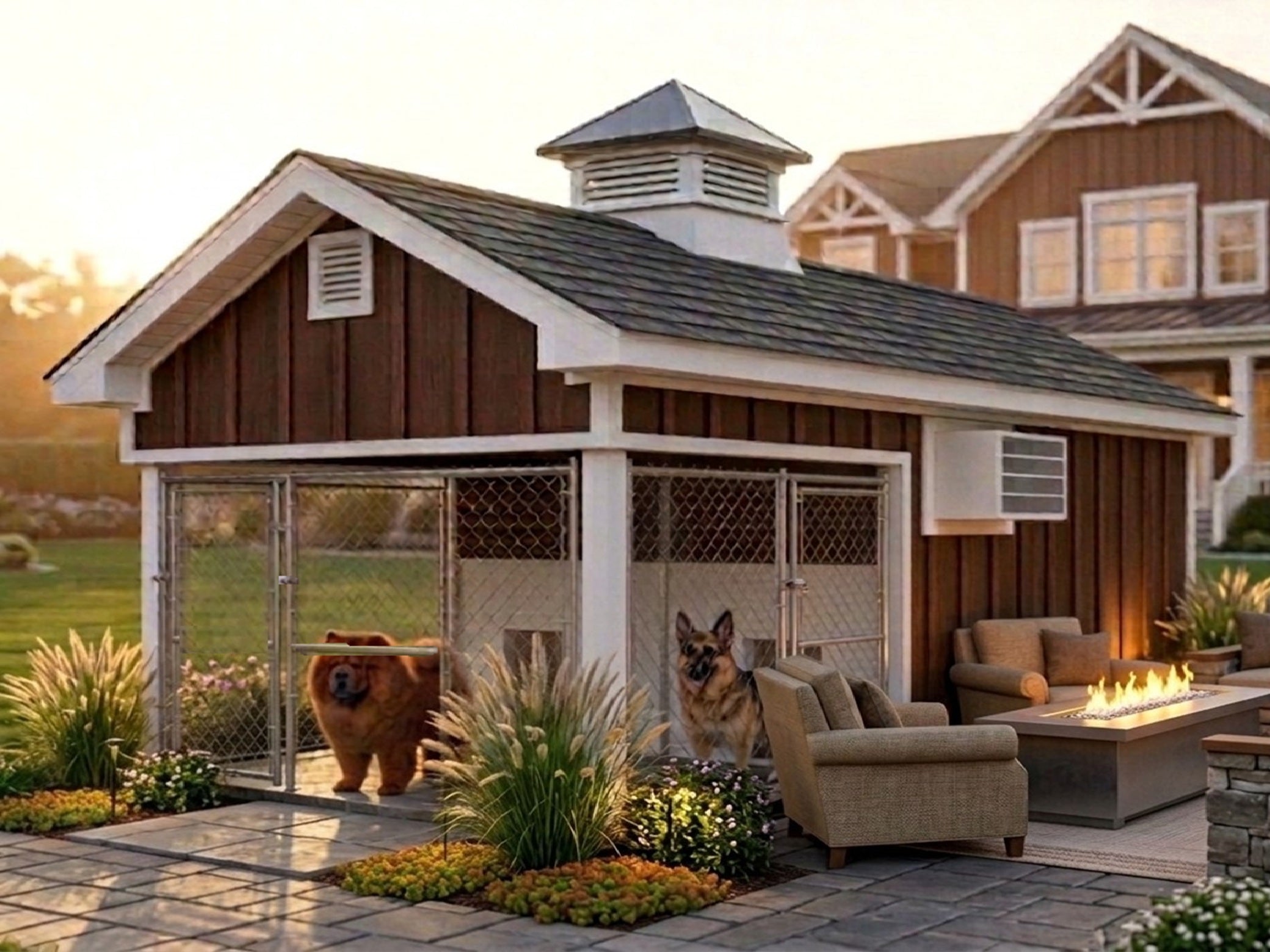 Executive Luxury  Double Dog and Kennel With Storage  8' x 16'