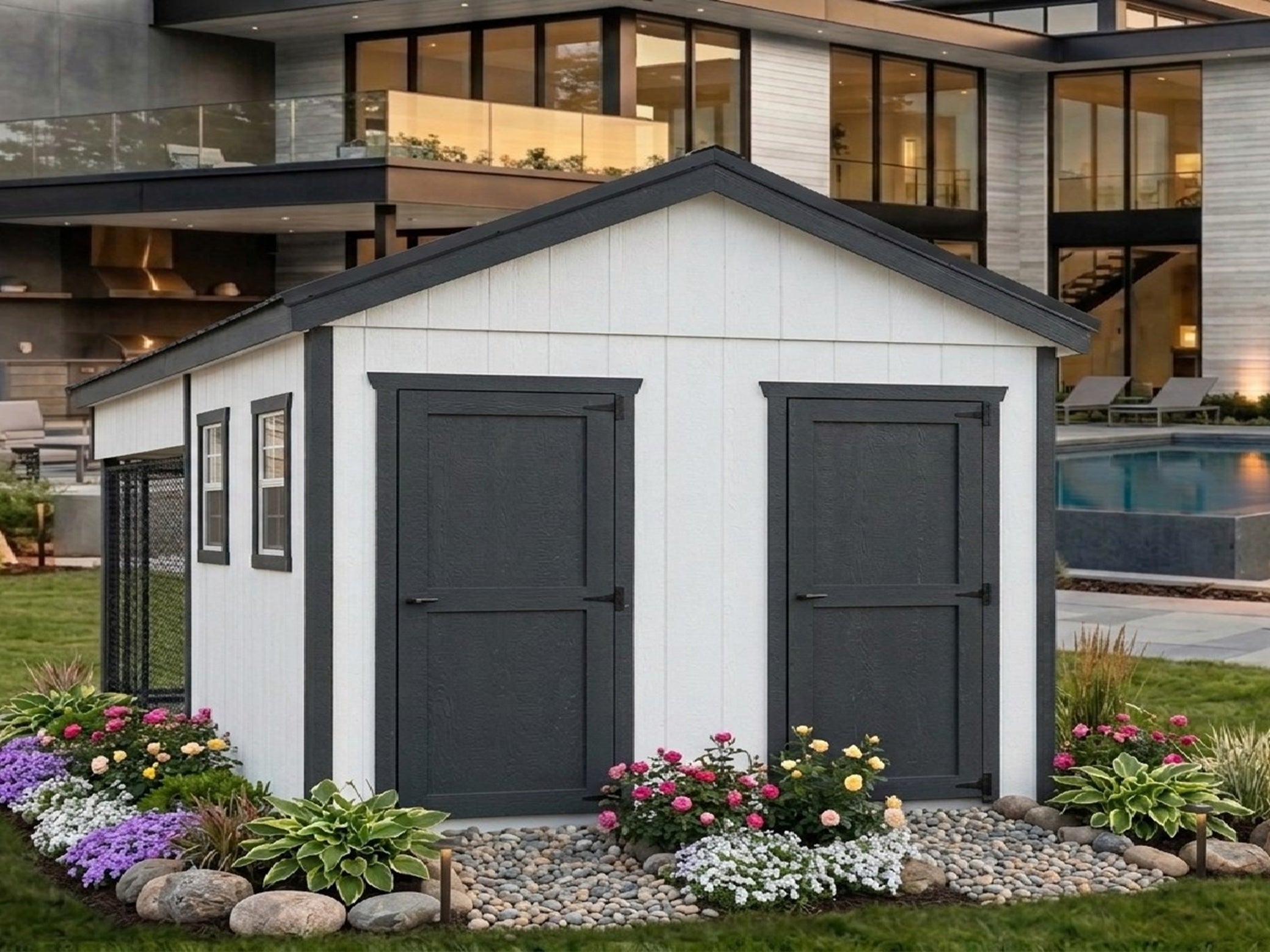 Executive Luxury  Double Dog and Kennel With Storage  8' x 16'