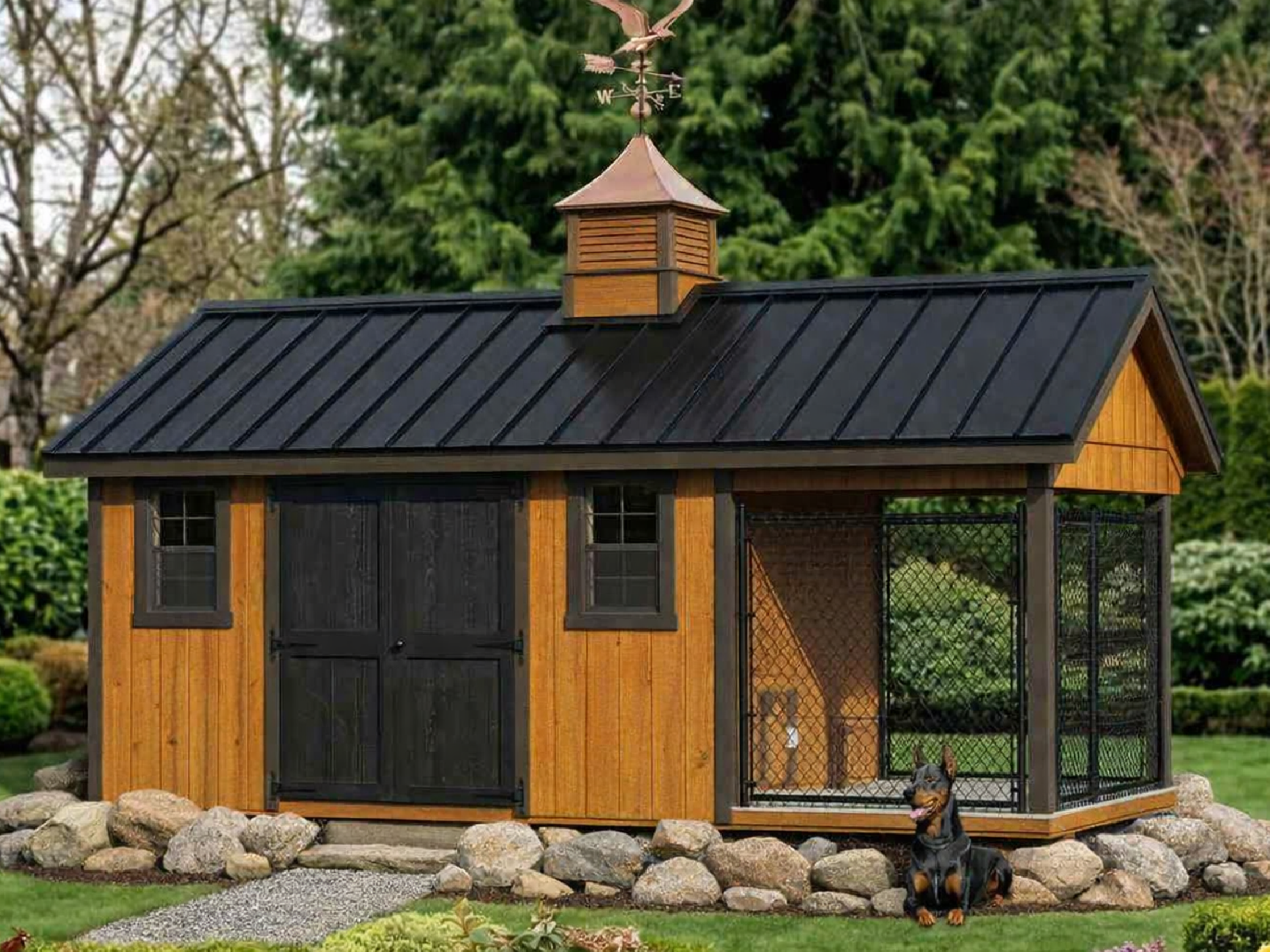Executive Luxury Insulated Dog House and Kennel With Storage Room  8' x 18'