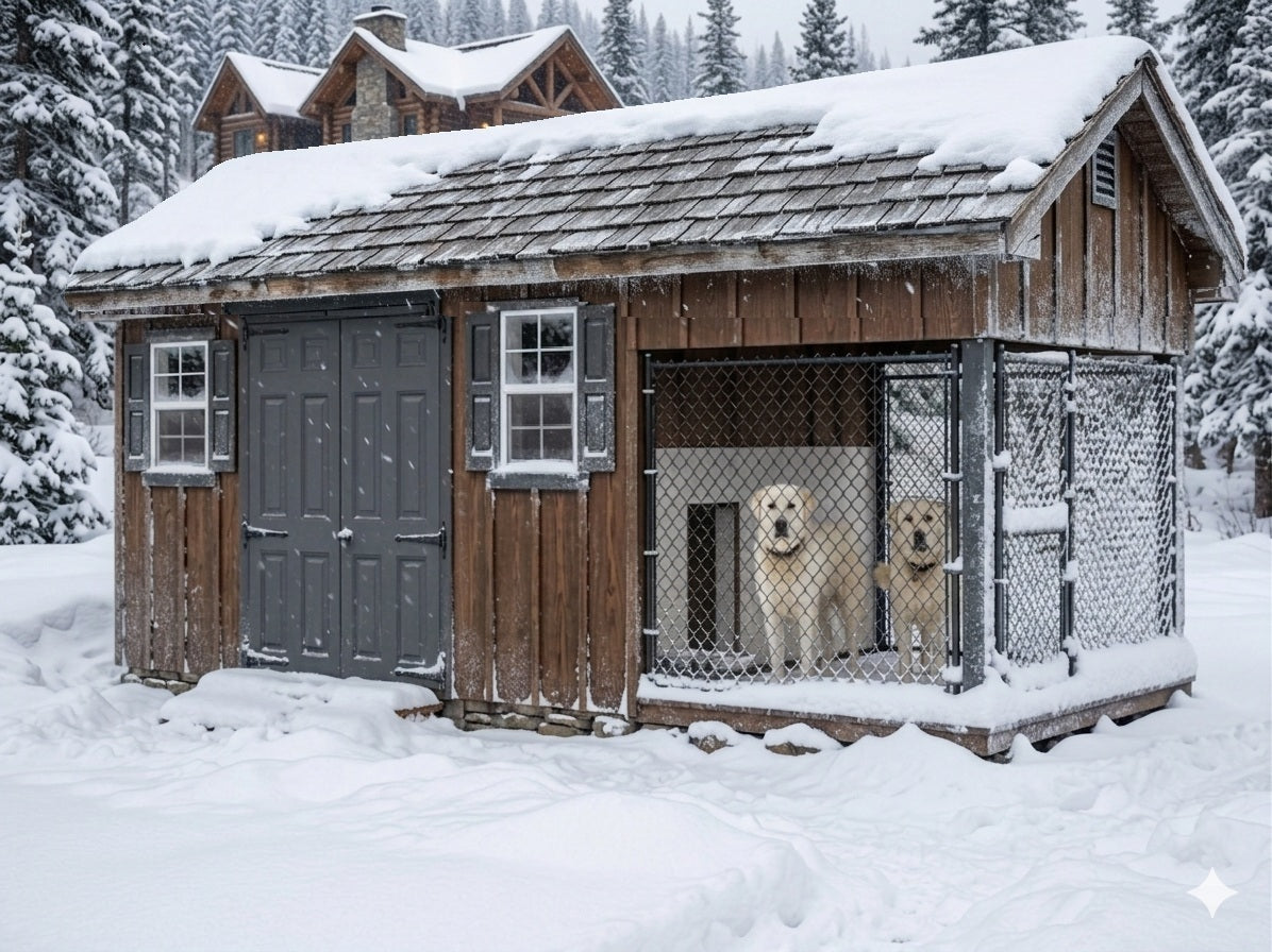 Executive Estate Insulated Dog House and Kennel With Storage Room  10' x 24'