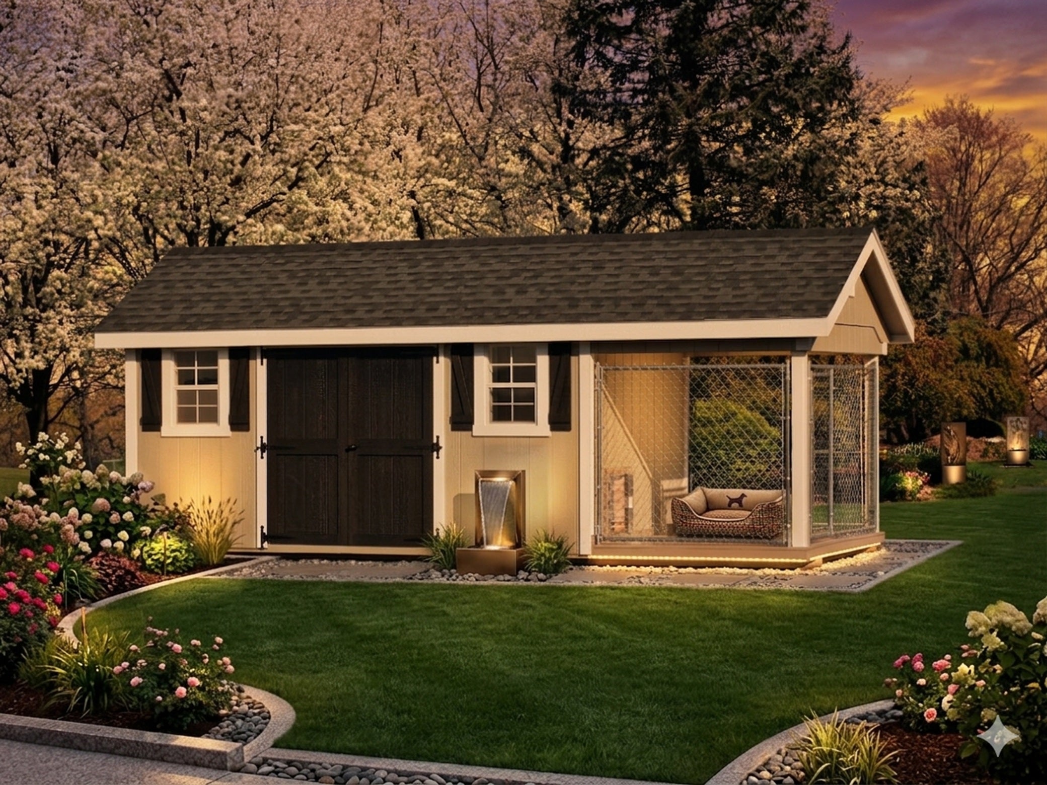 Executive Luxury Insulated Dog House and Kennel With Storage Room  8' x 20'