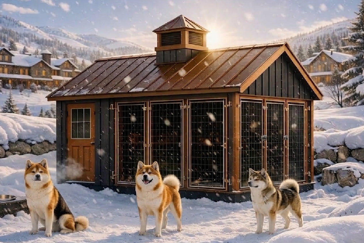 Executive Estate Luxury Insulated Indoor Outdoor 3 Run Kennel —  9' x 12'