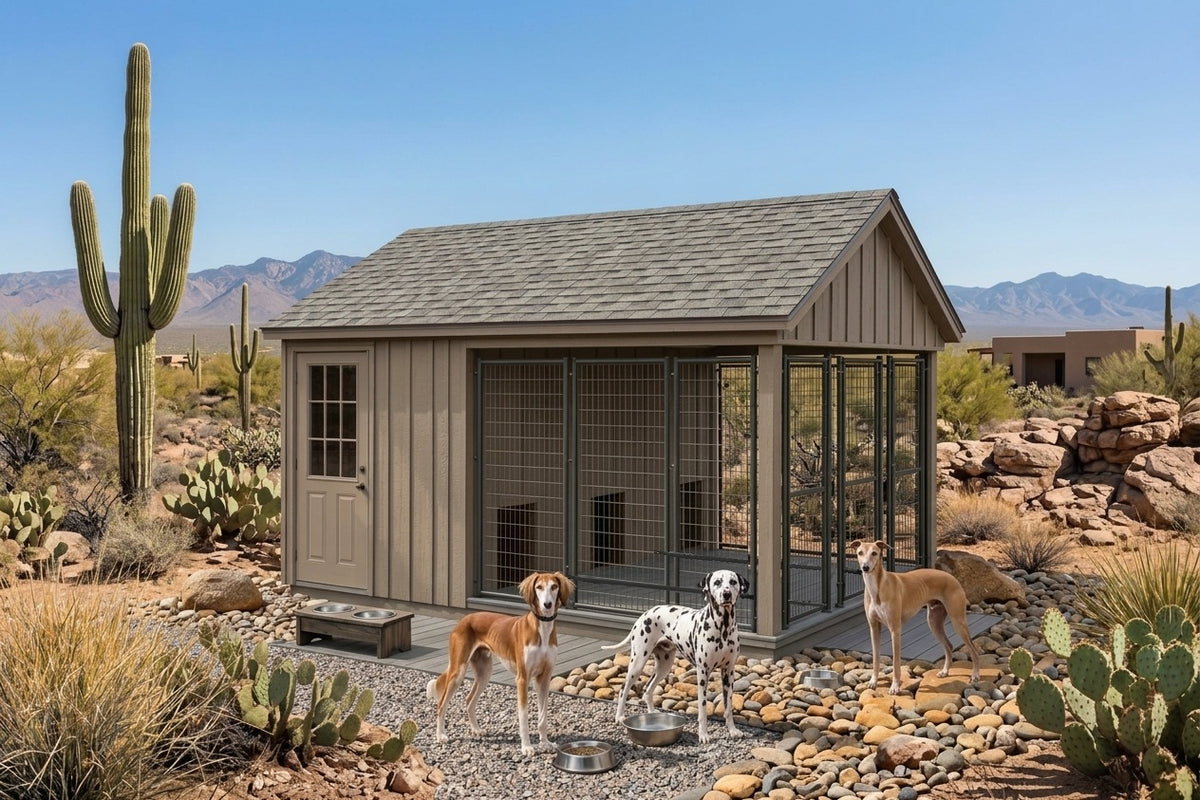 Executive Estate Luxury Insulated Indoor Outdoor 3 Run Kennel —  9' x 12'