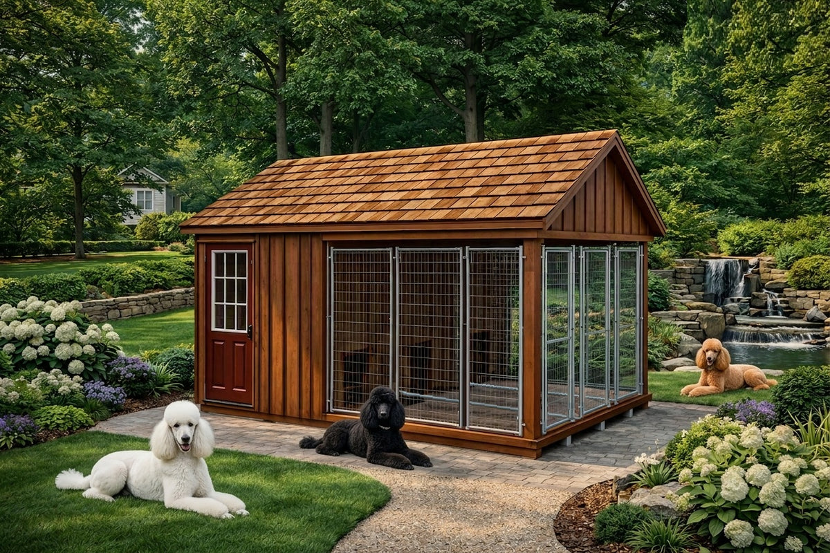 Executive Estate Luxury Insulated Indoor Outdoor 3 Run Kennel —  9' x 12'