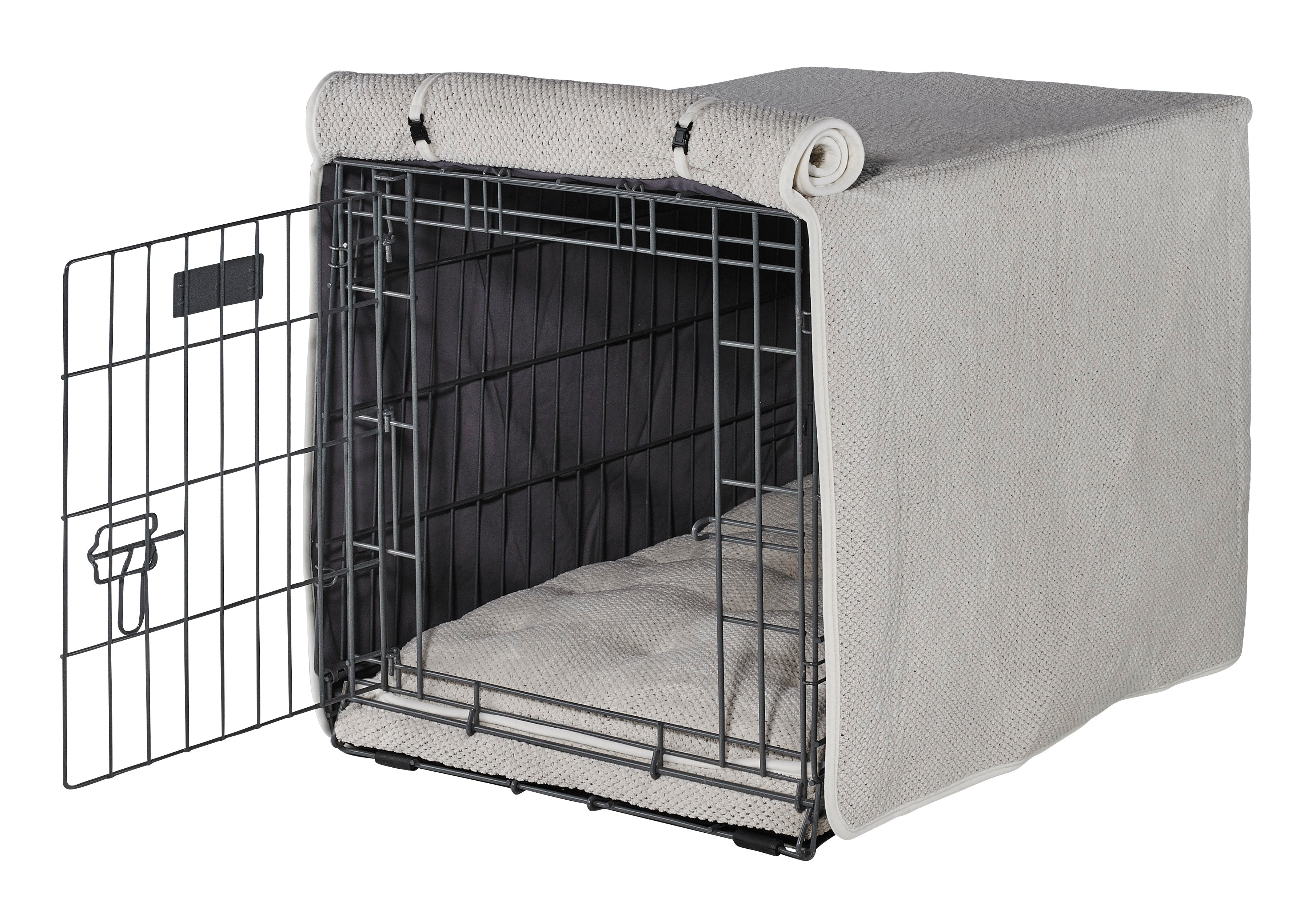 Designer Wire Crate Cover with Luxury Orthopedic Mattress Combo