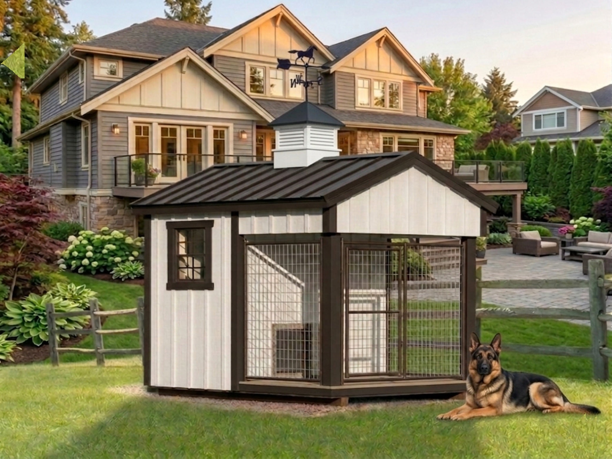 Luxury Insulated Outdoor Dog Kennel — Executive Estate 6' x 8'