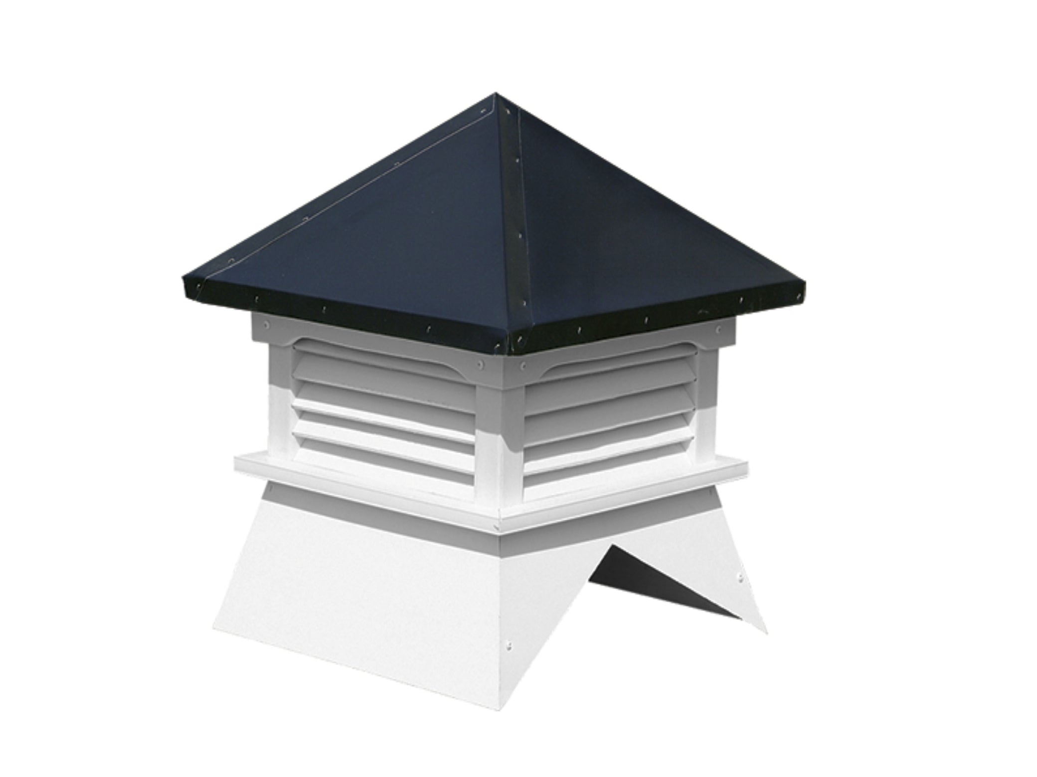 Vinyl cupola with black roof and white base on a white background for top of Executive Estate Dog House