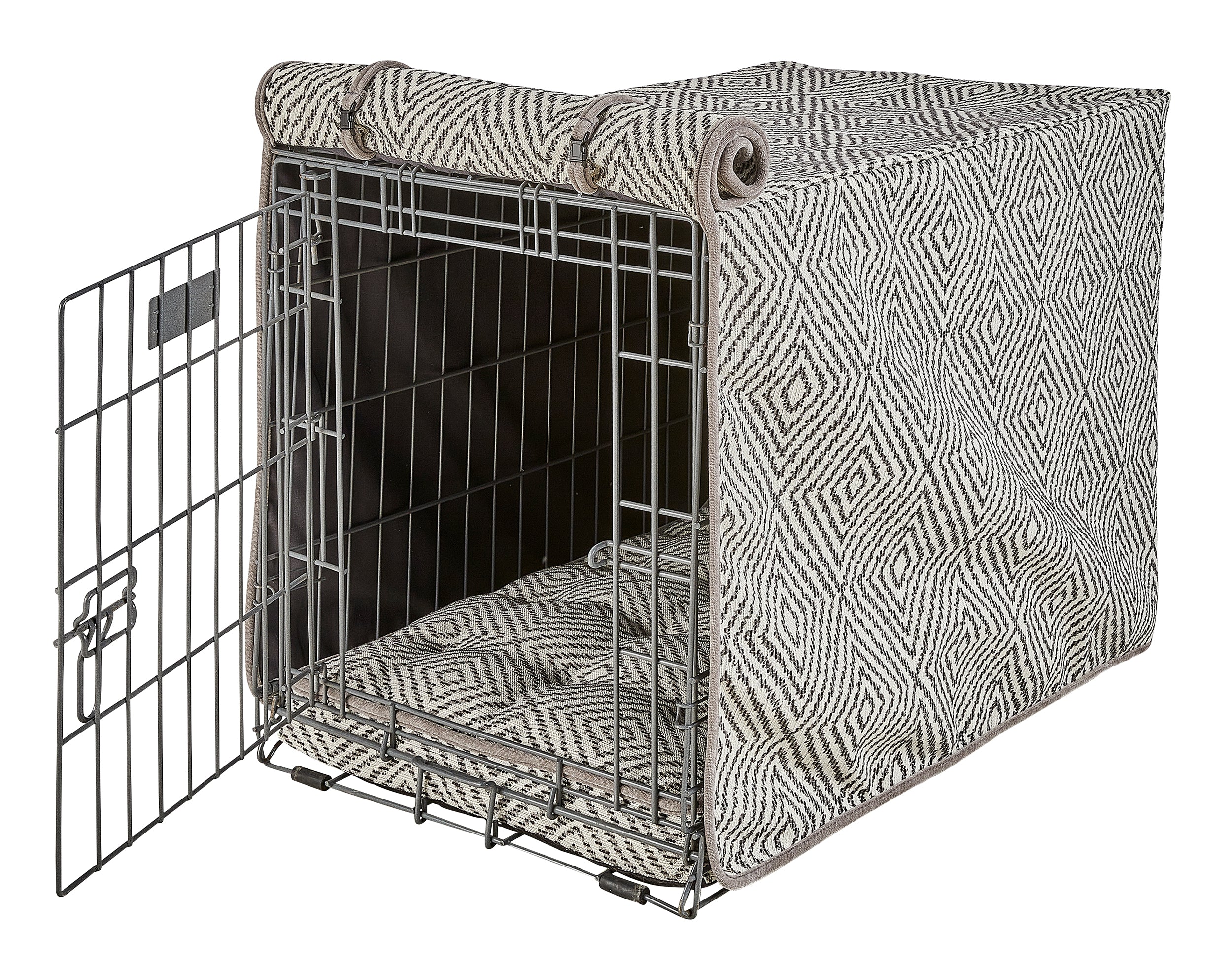 Designer Wire Crate Cover with Luxury Orthopedic Mattress Combo