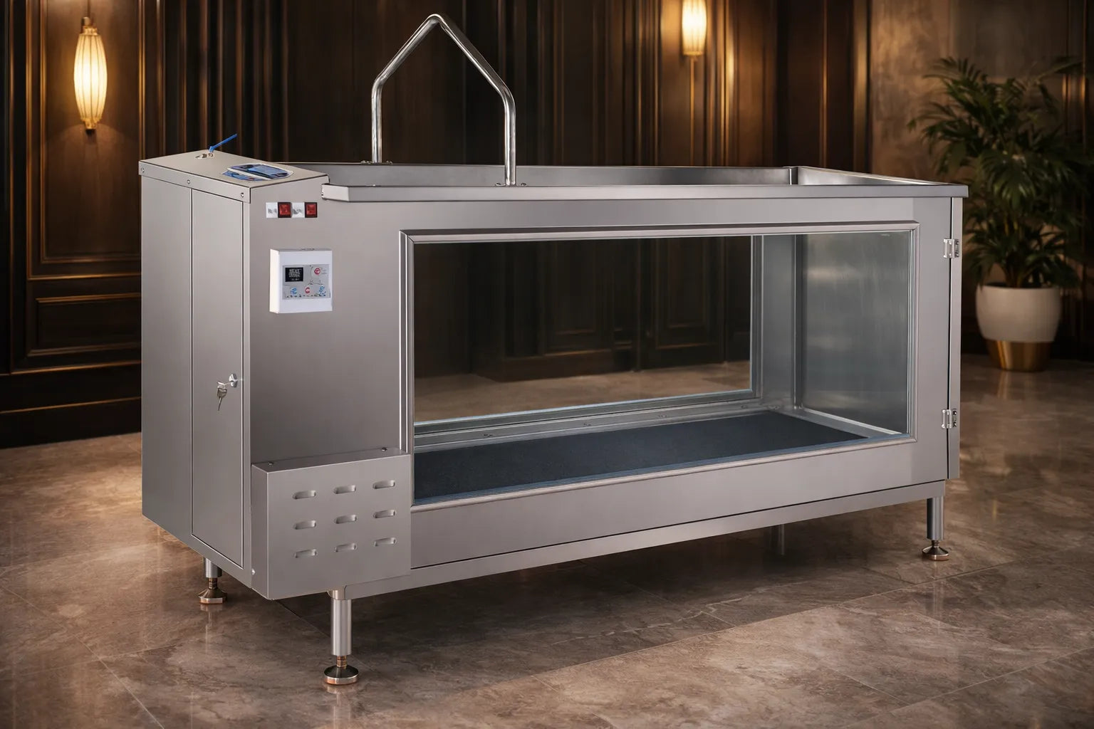 Canine Hydrotherapy Treadmill – 304 Stainless Steel Underwater Dog Rehab System with Heating, Water Circulation & LCD Performance Display