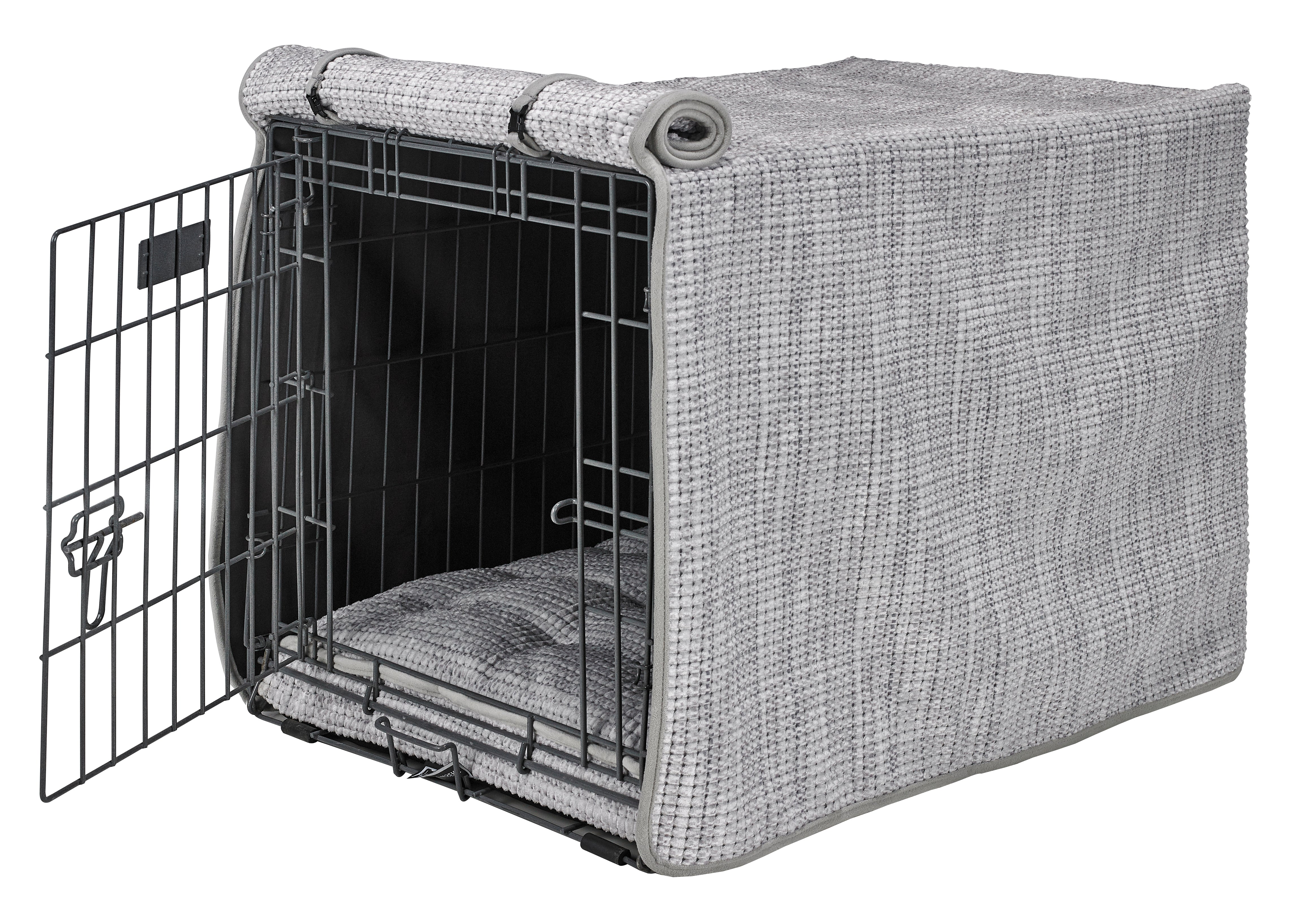 Designer Wire Crate Cover with Luxury Orthopedic Mattress Combo