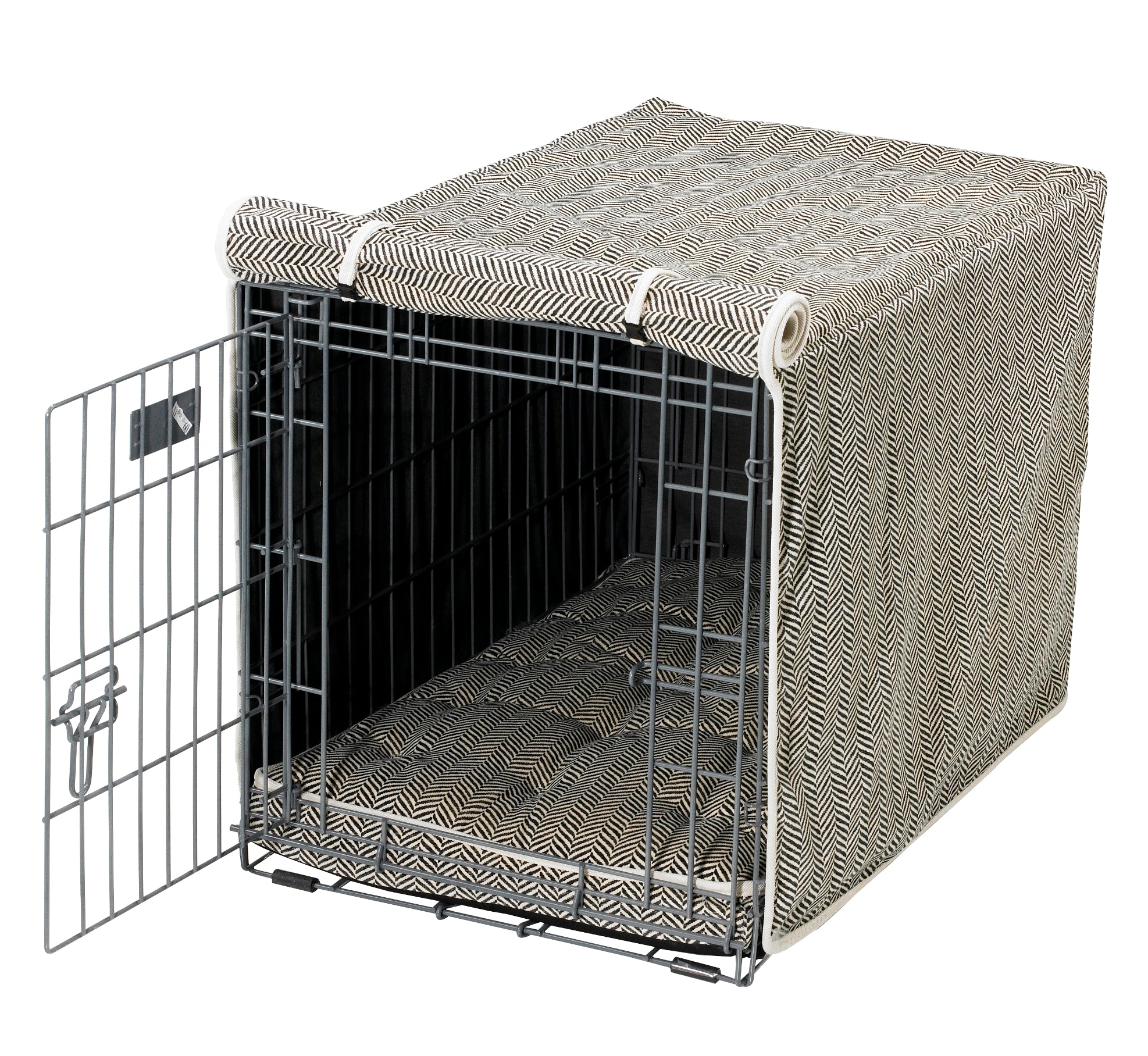 Designer Wire Crate Cover with Luxury Orthopedic Mattress Combo