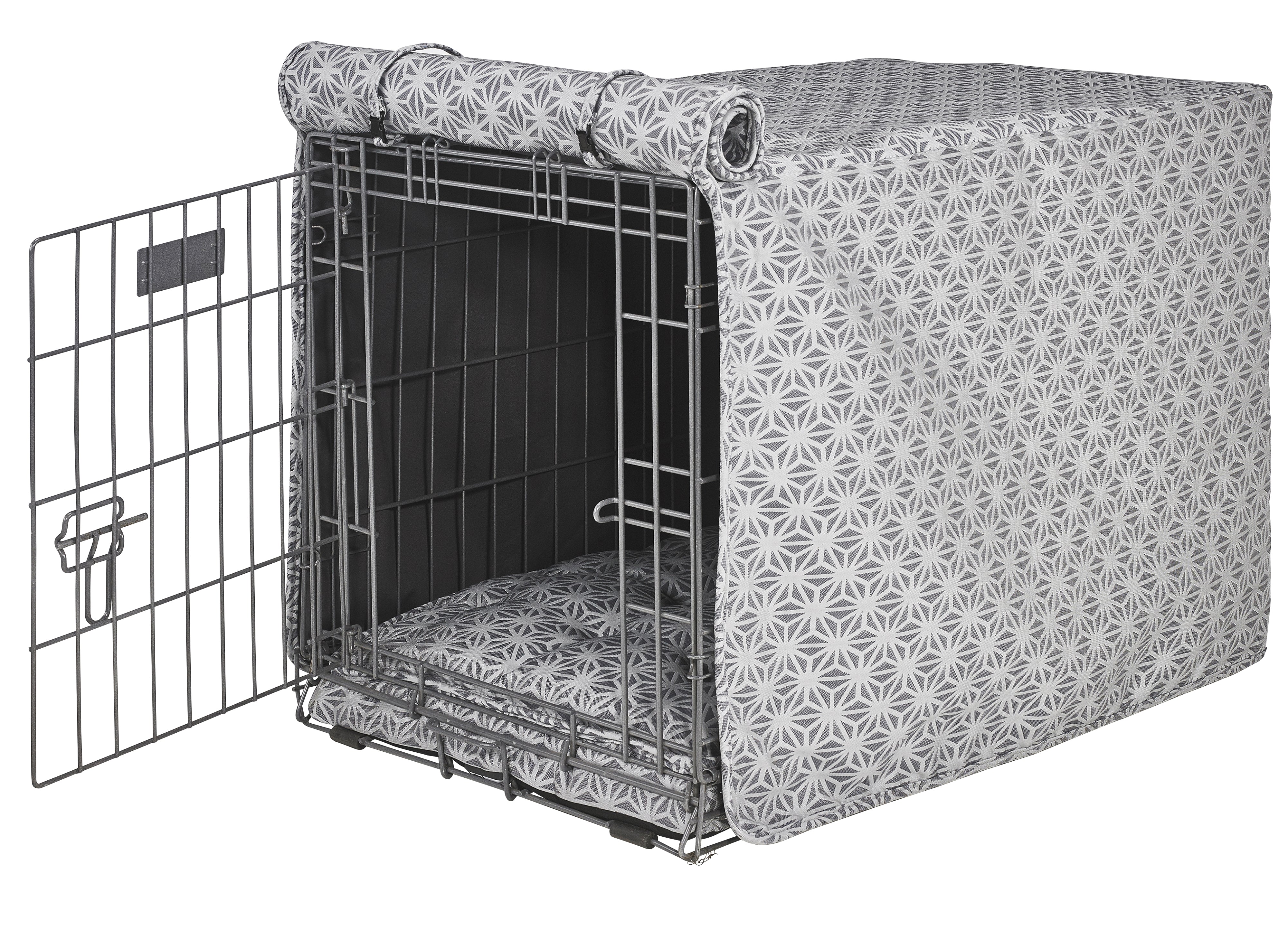 Designer Wire Crate Cover with Luxury Orthopedic Mattress Combo