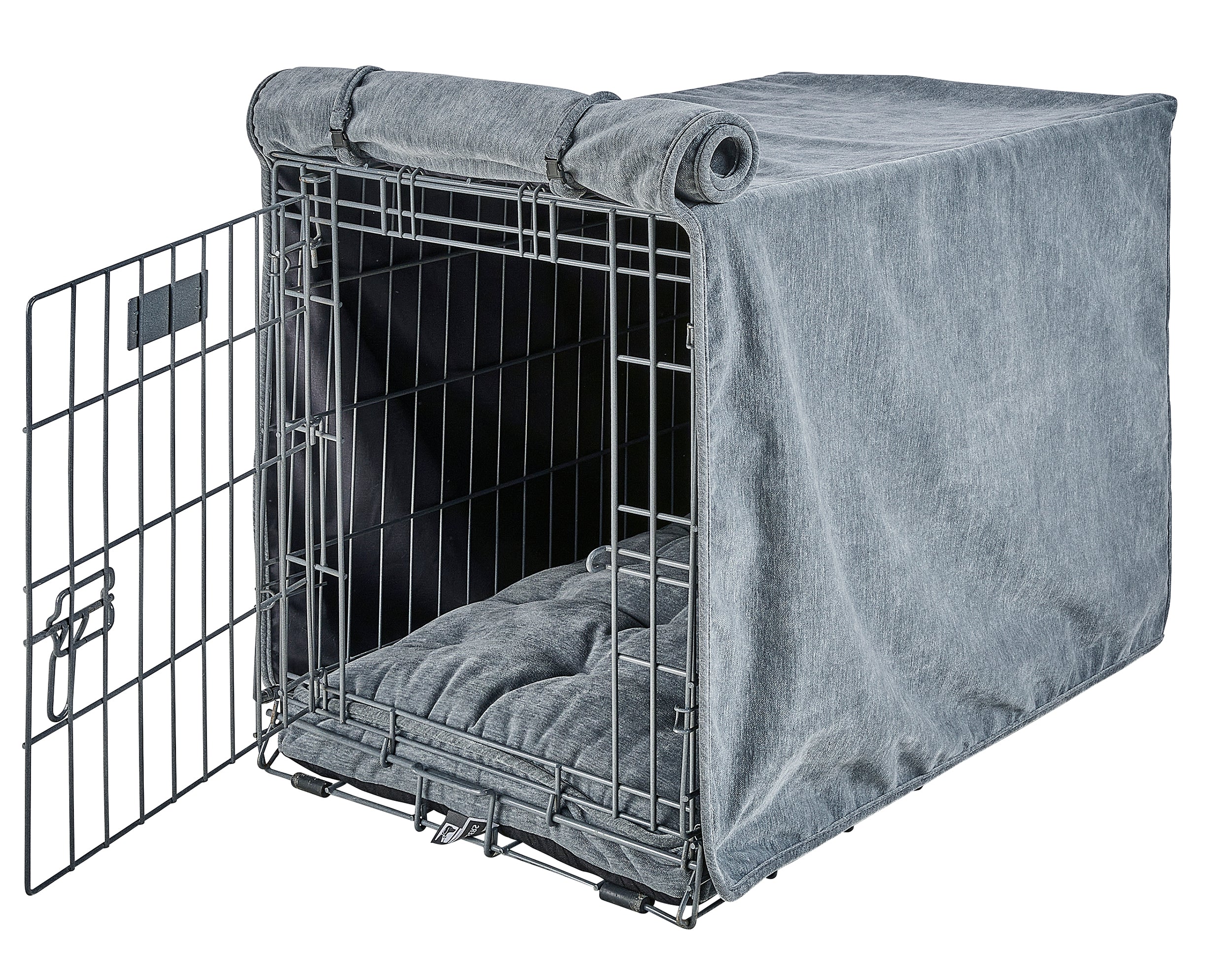 Designer Wire Crate Cover with Luxury Orthopedic Mattress Combo