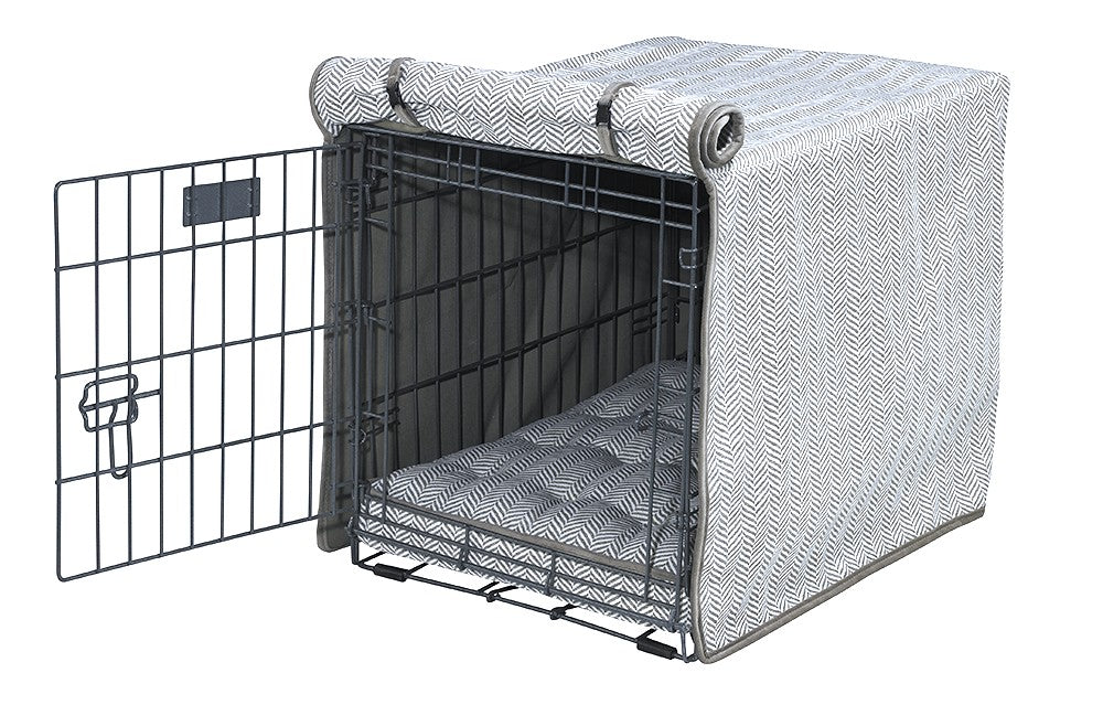 Designer Wire Crate Cover with Luxury Orthopedic Mattress Combo