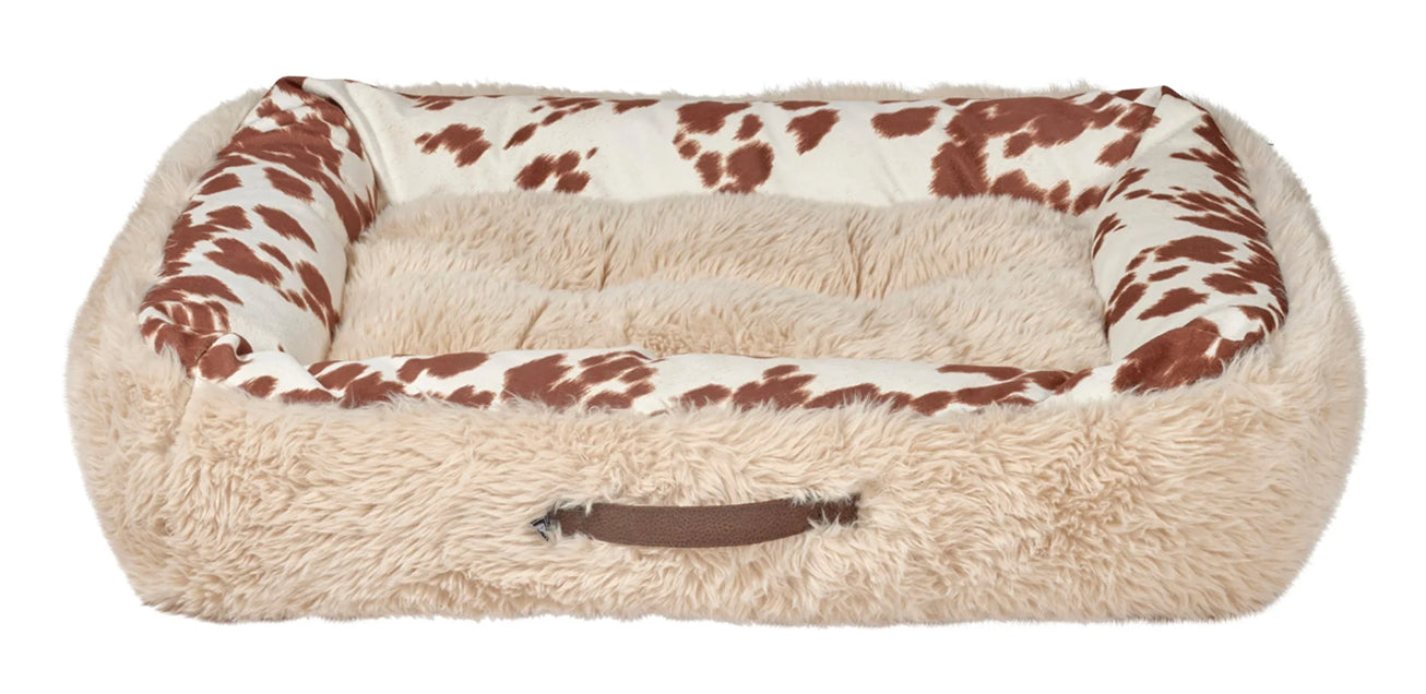 The Dude Cowhide‑Inspired Dog Bed